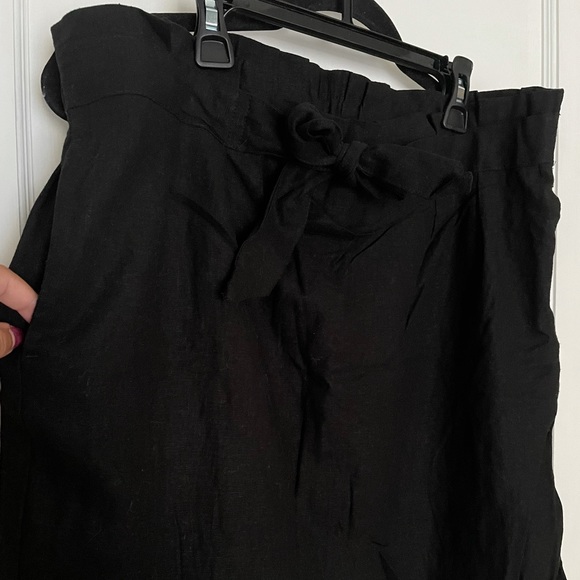 Dynamite Jet Black Paper-bag Linen Belted Skirt - Picture 3 of 10